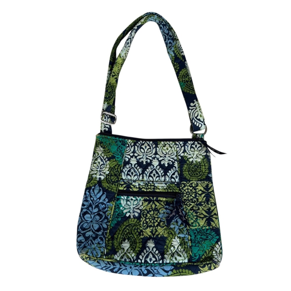 Vera Bradley Triple Zip Hipster crossbody bag Caribbean Sea Quilted Blu Greenโ